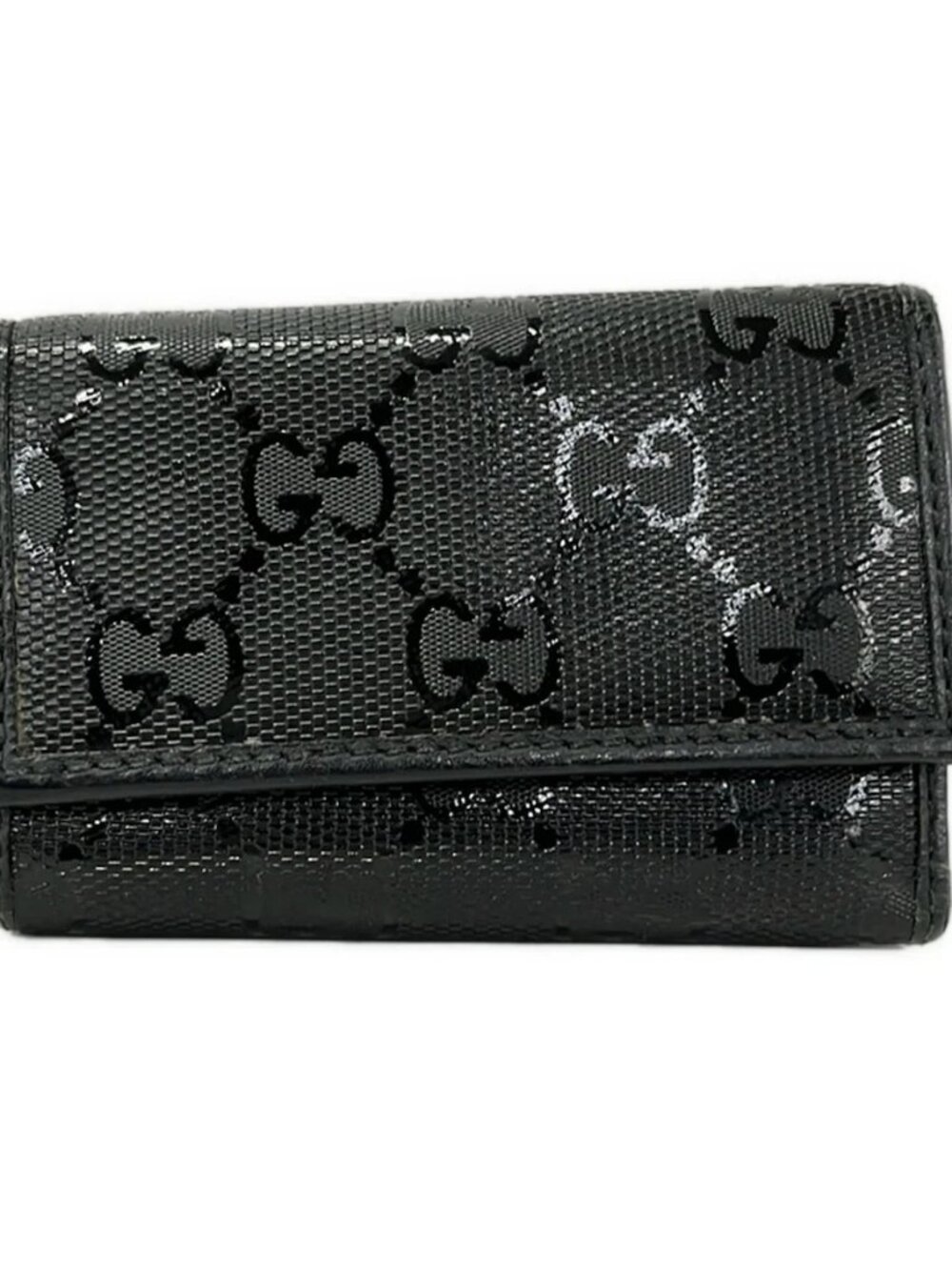 GUCCI Imprime 138093 Black PVC Leather Key Case - Picture 1 of 10
